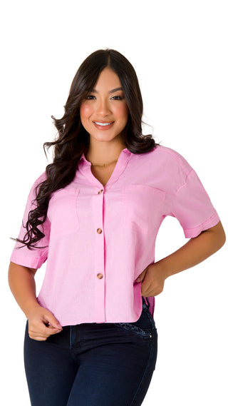 Blusa Con Botones Delanteros 7B5270B - Rosado