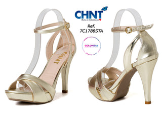 Sandalias de tacÃ³n cono 7C1788STA - Dorado