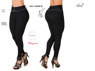 Jaida Jeans Skinny Levanta Cola Tiro Alto 4998P-B - Negro