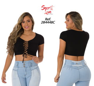 Blusa Manga Corta 2B4448C - Negro
