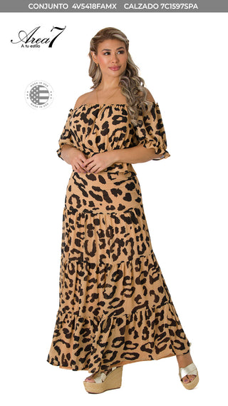 Set 2 Piezas Blusa Y Falda Larga 4V5418FAMX - Estampado