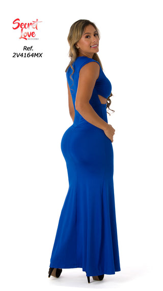Vestido Largo Con Abertura 2V4164MX - Azul Royal