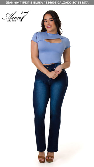 Blusa Manga Corta 4B3660B - Azul Claro
