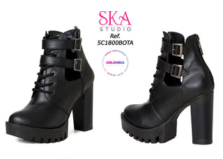 Botines con tacón ancho  5C1800BOTA - Negro