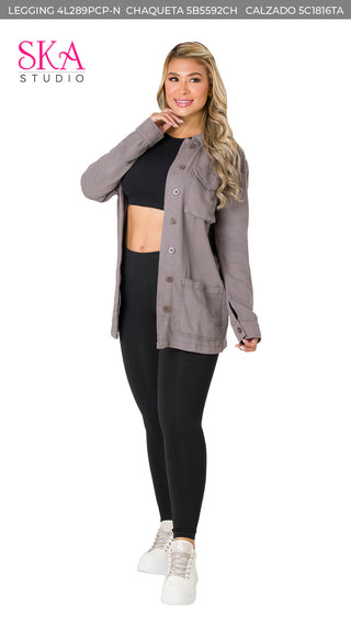 Chaqueta con botones 5B5592CH - Gris