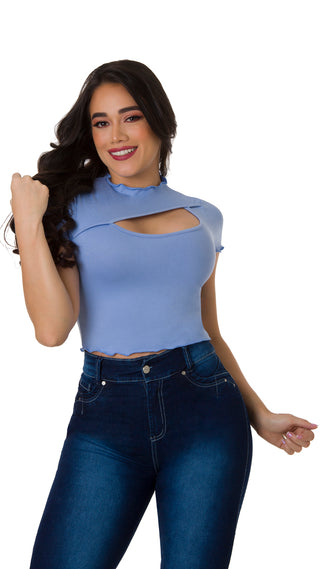 Blusa Manga Corta 4B3660B - Azul Claro