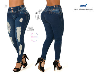 Ginette Jeans Skinny Levanta Cola Tiro Alto 71088DPAP-N - Azul Oscuro