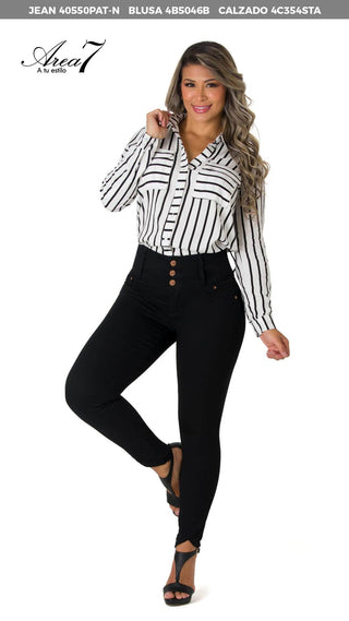 Blusa Estampada Con Rayas 4B5046B - Estampado