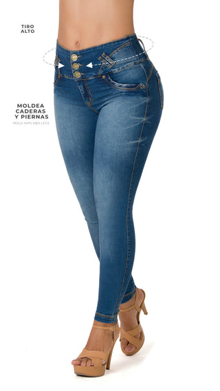 Jianna Jeans Skinny Levantacola 21307PAP-B - Azul Medio