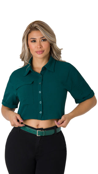 Blusa Camisera Crop 4B5472C - Verde