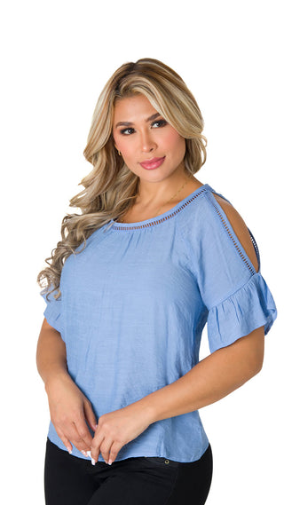 Blusa con hombros descubierto 2B5687B - Azul