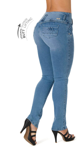 Helli Jeans Levantacola Bota Recta 21236PAR-B - Azul Medio