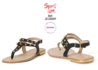 Sandalia Con Doble Correa 2C326SPL - Negro