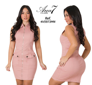 Vestido Mini Cuello Camisero 4V5973MN - Palo de Rosa