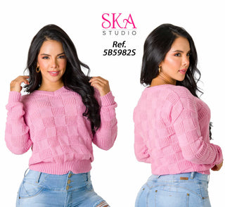Sueter Cuello en V 5B5982S - Rosado