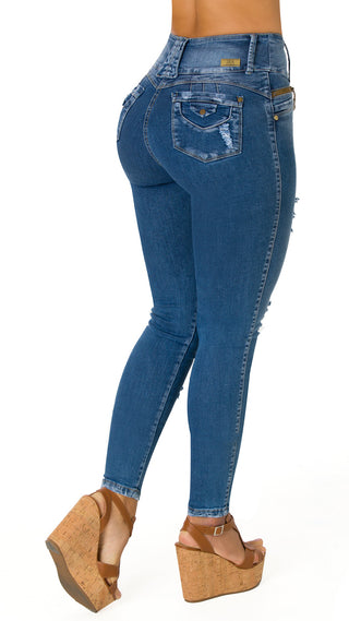 Holland Jean Skinny Levanta Cola Tiro Alto 52409DPNP-B 52409DPNP-B - Azul Medio