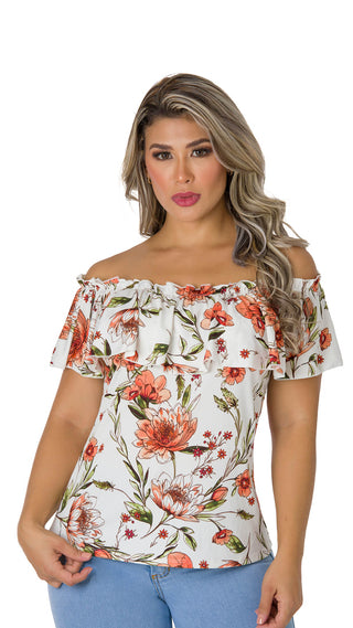 Blusa Floral Cuello Bandeja 2B5449B - Estampado