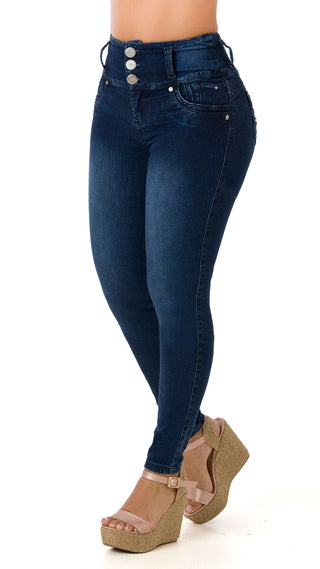 Gerrilee Jeans Levantacola Bota Tobillero 71030PAT-B - Azul Oscuro