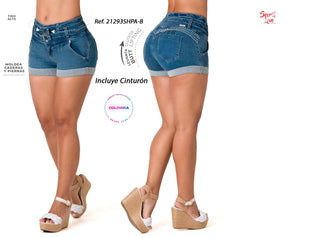Jenni Shorts LevantaCola Con Dobladillo 21293SHPA-B - Azul Medio