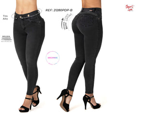 Kaiya Jeans Skinny Con Apertura en Cintura 21280PDP-B - Gris Oscuro