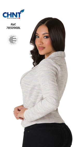 Blazer Con Un Botón 7B5096BL - Estampado