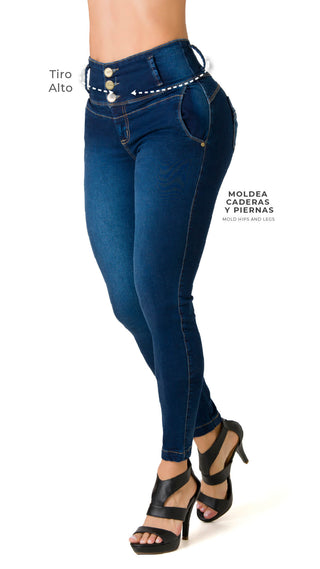 Hipen Jeans Levantacola Bota Skinny 71179PAT-B - Azul Oscuro