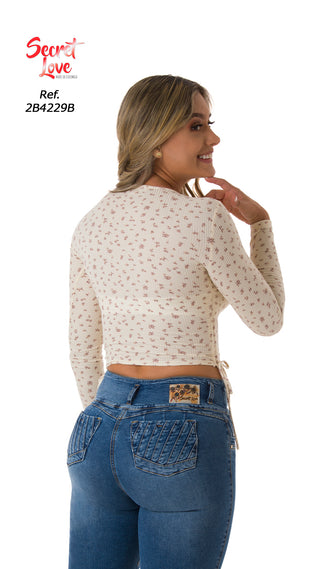 Blusa Cuello Redondo Manga Larga 2B4229B - Estampado
