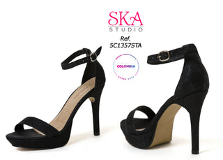 Calzado Modelo Tacon 5C1357STA - Negro Escarchado