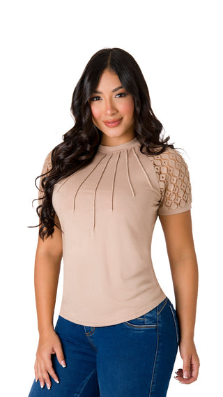 Blusa Cuello Redondo 7B5546B - Beige
