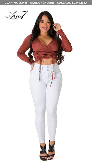 Blusa Escote En V Y Cordones Fruncidos  4B4968B - Bronce