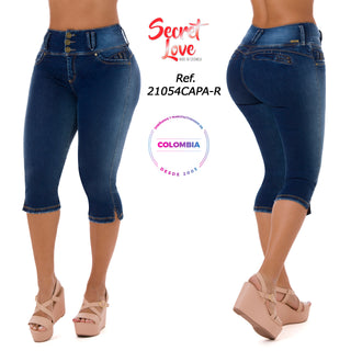 Mahalia Capris Levantacola Pretina Ancha 21054CAPA-R - Azul Oscuro