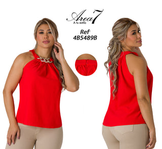 Blusa Cuello Halter 4B5489B - Rojo