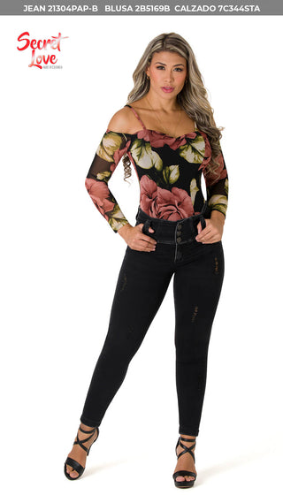 Blusa Floral Con Tiras En Hombros 2B5169B - Estampado
