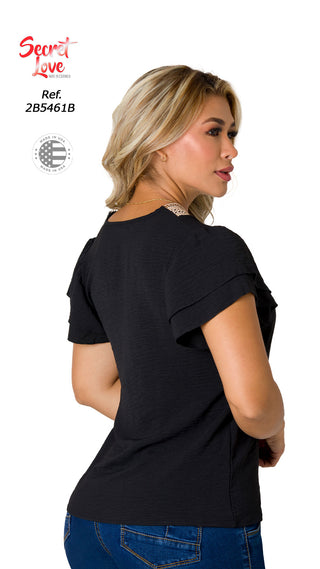 Blusa con boleros 2B5461B - Negro