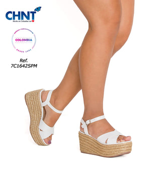 Sandalia plataforma en yute 7C1642SPM - Blanco