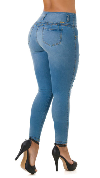 Franky Jeans Levantacola Bota Skinny 21089DPAP-B - Azul Medio