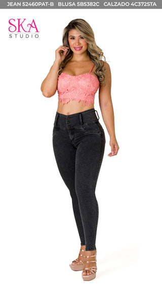  Crop Top Con Encaje  5B5382C - Palo de Rosa