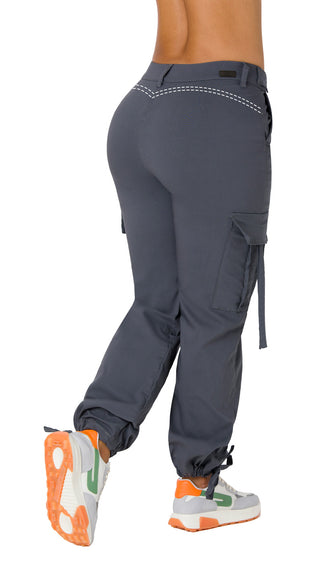  Jeans Bota Tobillero Estilo Cargo 52480PDR-N - Gris