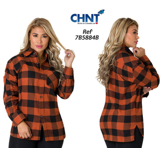 Blusa manga larga y cuello camisero 7B5884B - Estampado