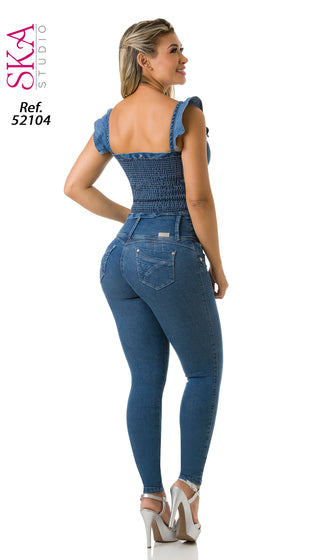 Emilee Jeans Levantacola Bota Tobillero 52104LPAT-B - Azul Medio