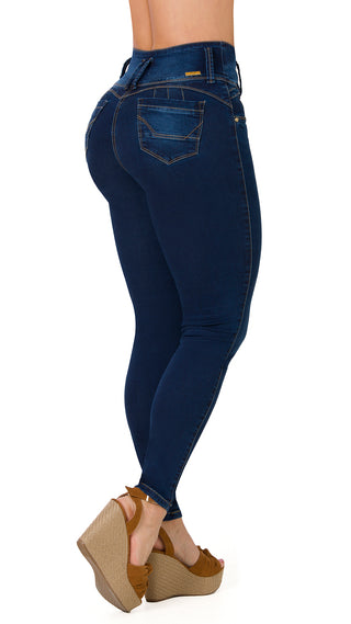 Izabel Jeans Skinny Levanta Cola Tiro Alto 40497PAP-B - Azul Oscuro
