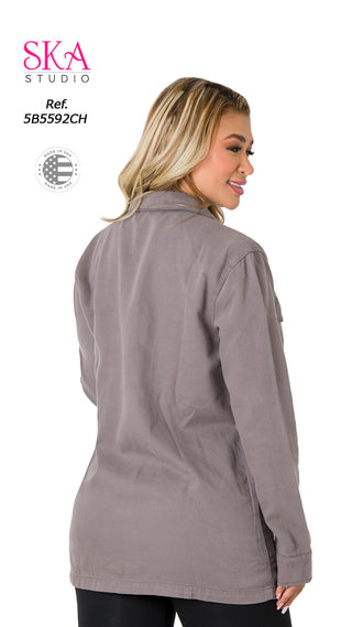 Chaqueta con botones 5B5592CH - Gris