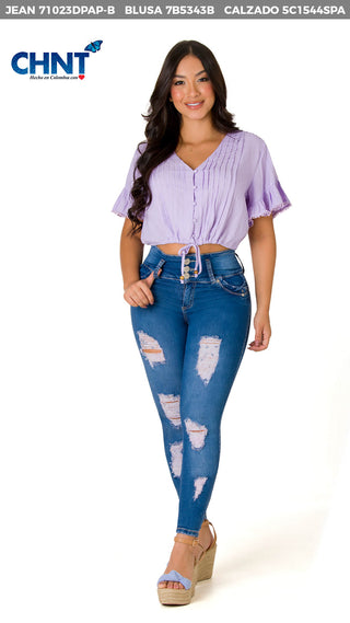Blusa Con Botones Delanteros 7B5343B - Lila
