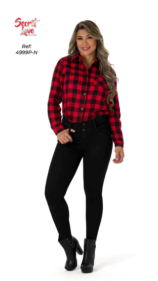 Isaias Jeans Skinny Levanta Cola Tiro Alto 4999P-N - Negro