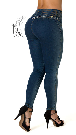 Helen-elizabeth Jeans Levantacola Bota Skinny 21234PAP-N - Azul Medio
