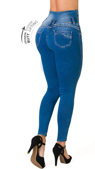 Hetty Jeans Levantacola Bota Skinny 40522TAP-B - Azul Medio