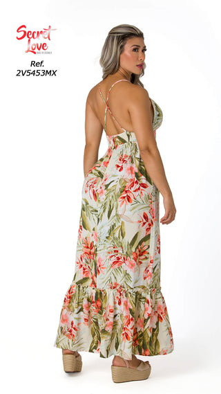 Maxi Vestido Estampado Tropical 2V5453MX - Estampado