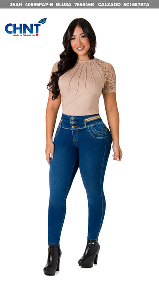 Blusa Cuello Redondo 7B5546B - Beige