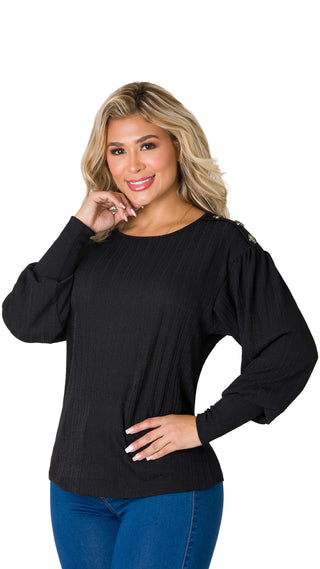 sueter con puÃ±o ajustado 5B4897S - Negro