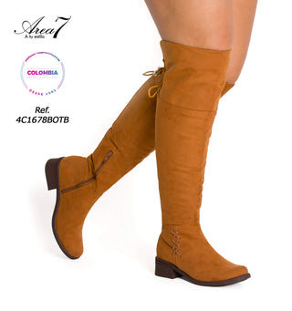 Botas Largas Con Tacon Bajo 4C1678BOTB - Miel